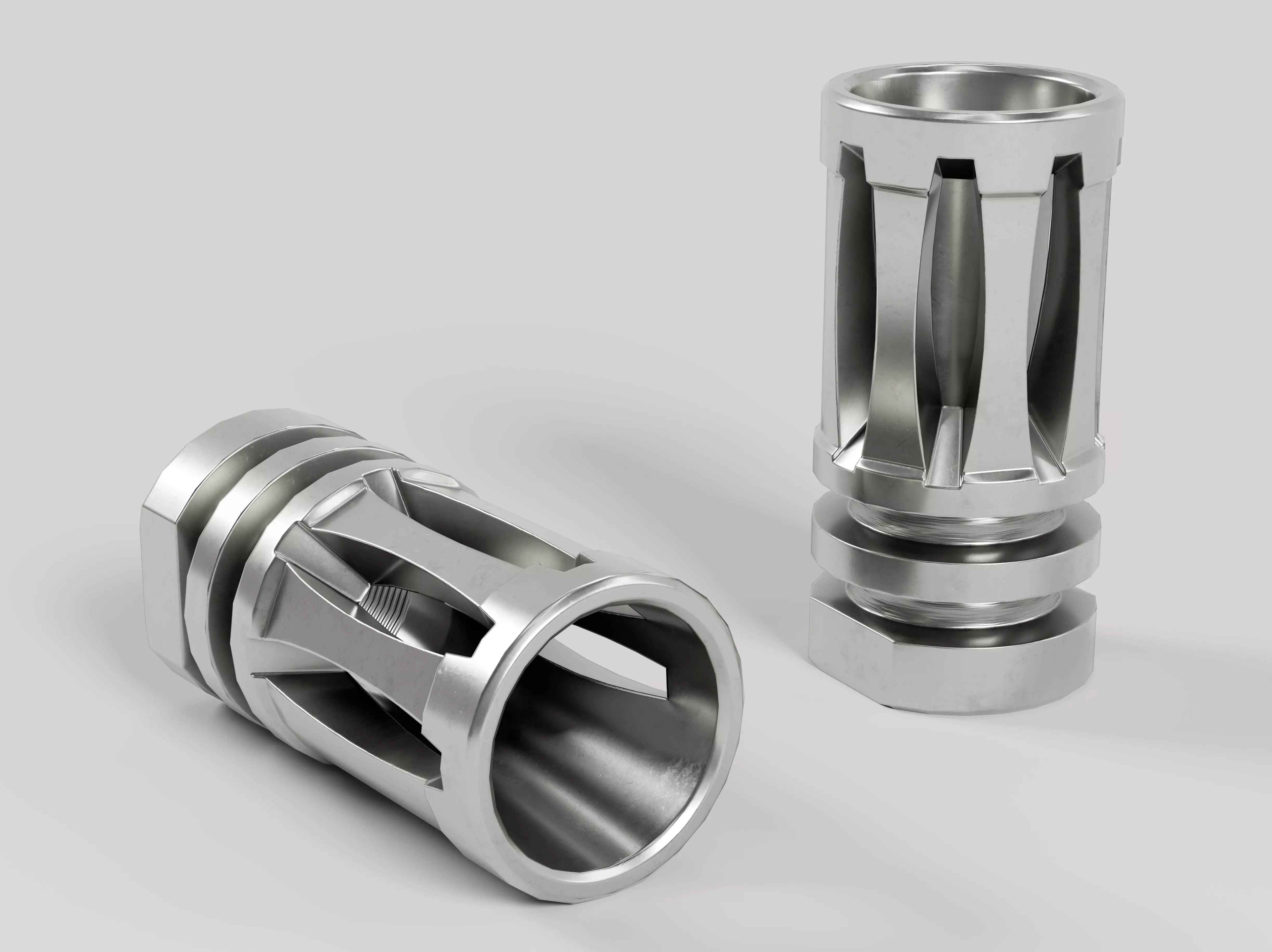 A2 Birdcage Flash Hider 5 56 and 223 Low-poly 3D model_0