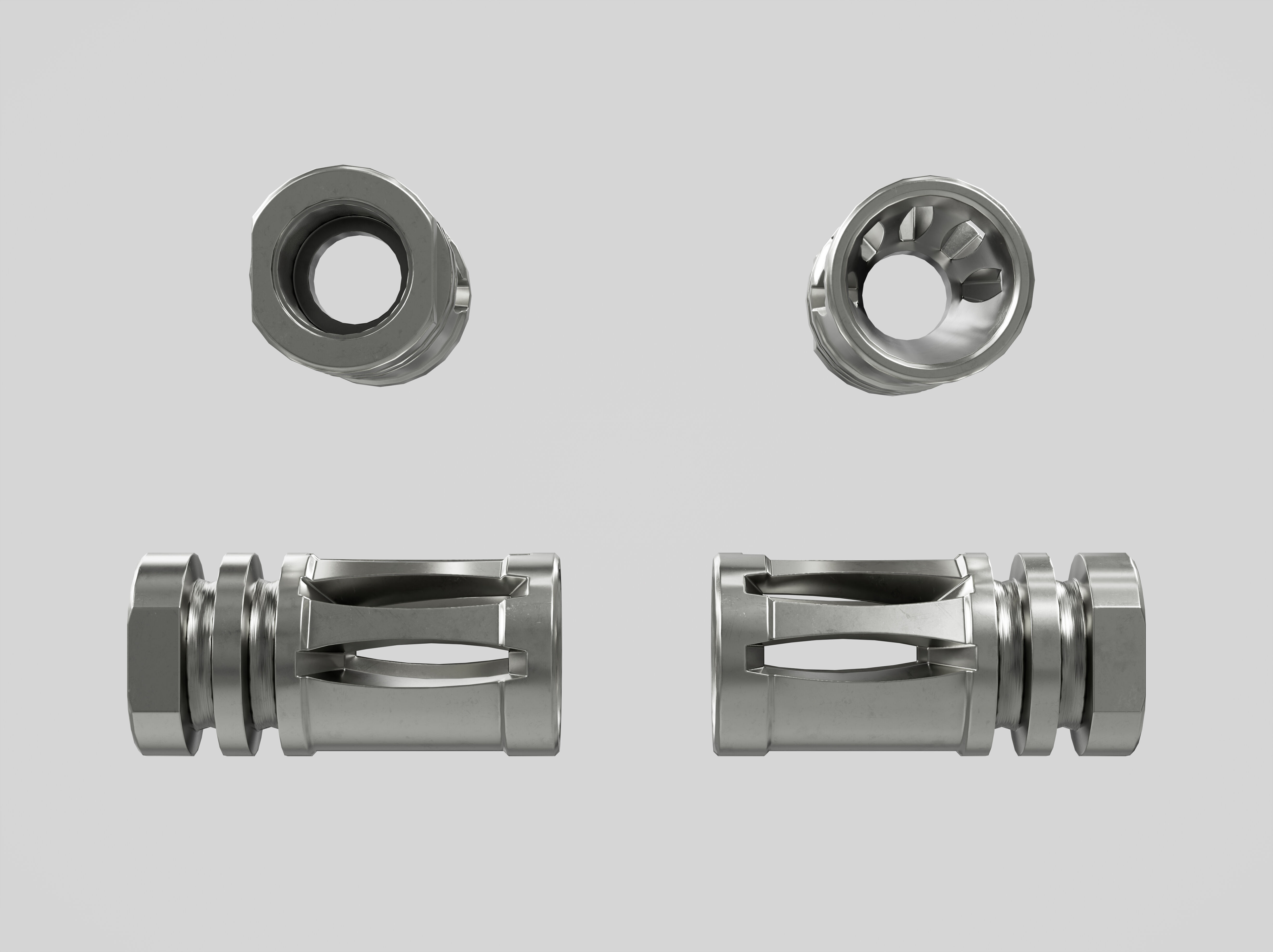 A2 Birdcage Flash Hider 5 56 and 223 Low-poly 3D model_3