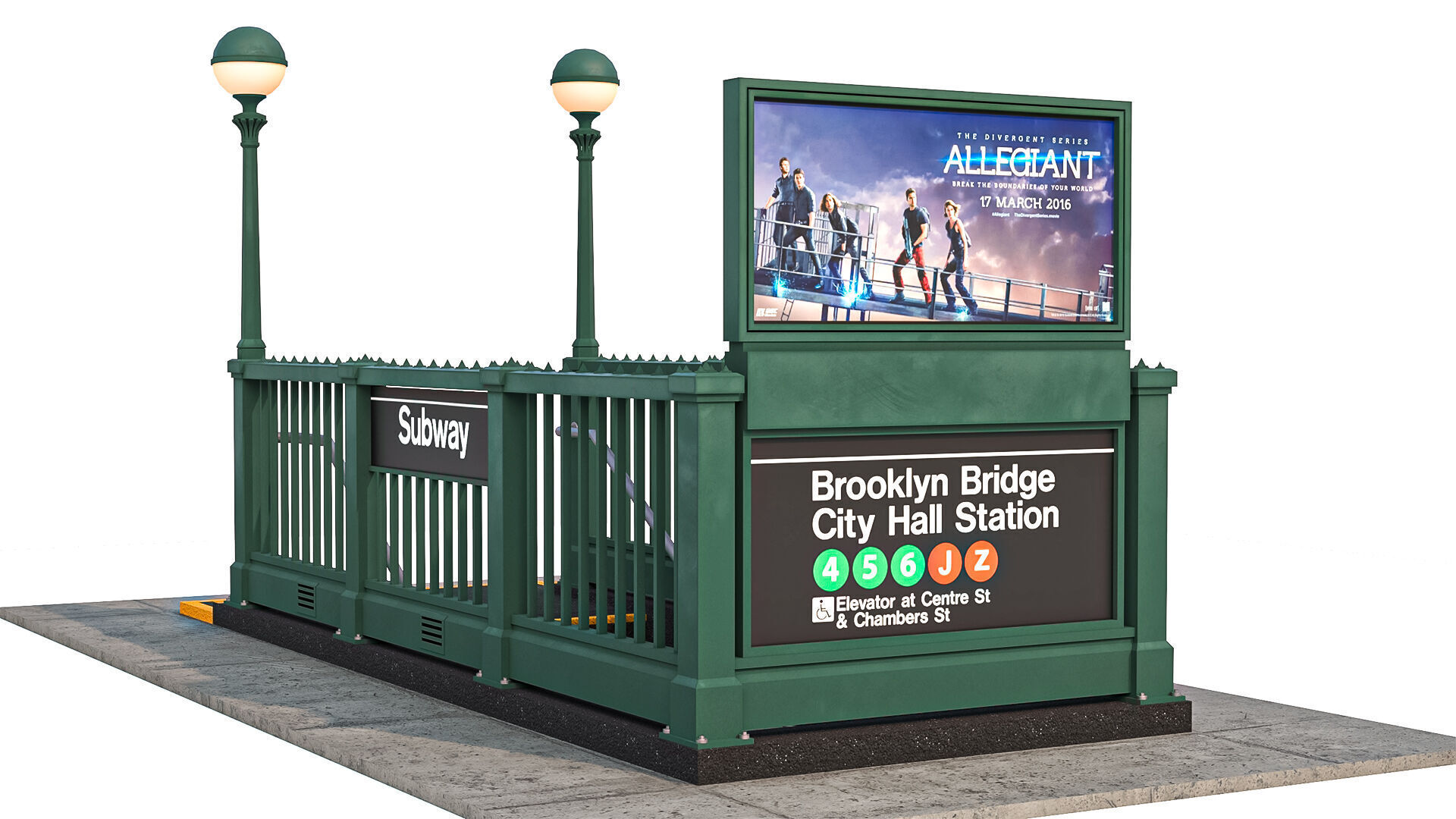 NYC Subway Entrance PBR 01 Low-poly 3D model_2