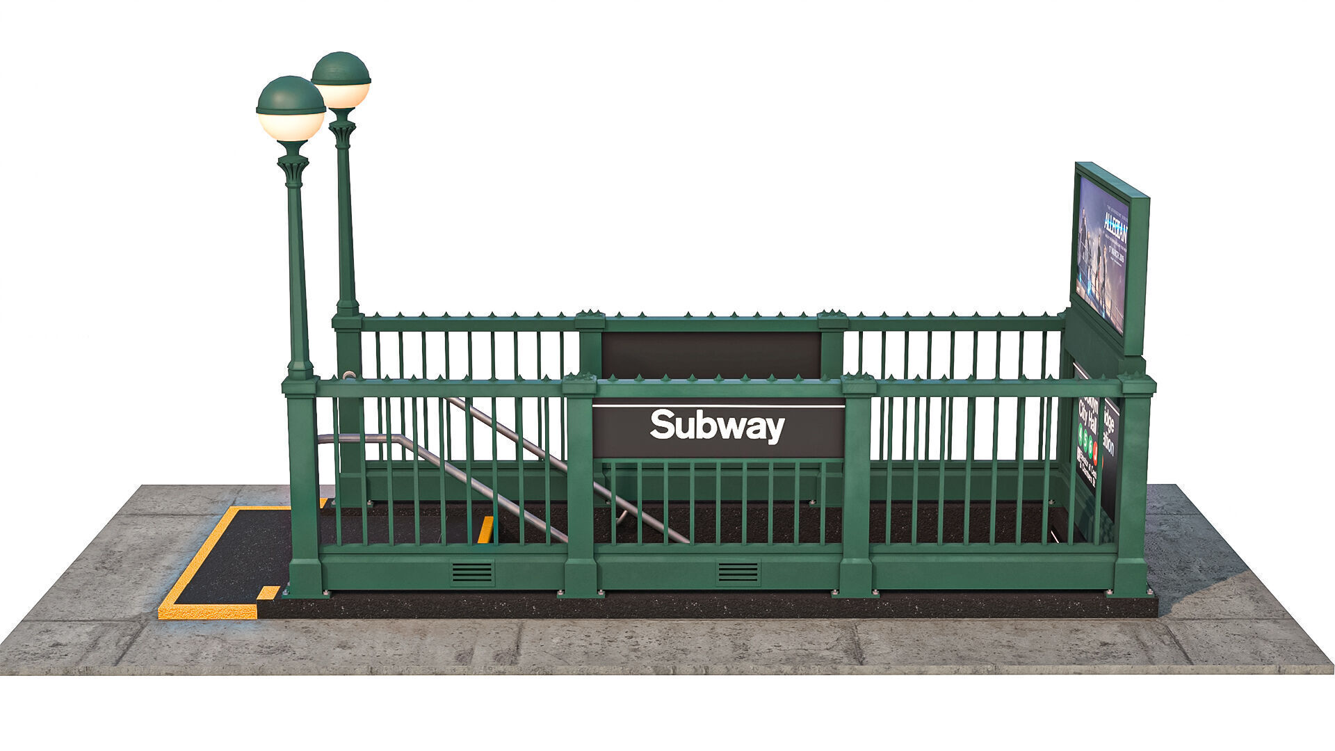 NYC Subway Entrance PBR 01 Low-poly 3D model_10