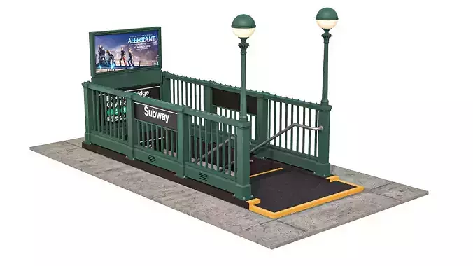 NYC Subway Entrance PBR 01 Low-poly 3D model