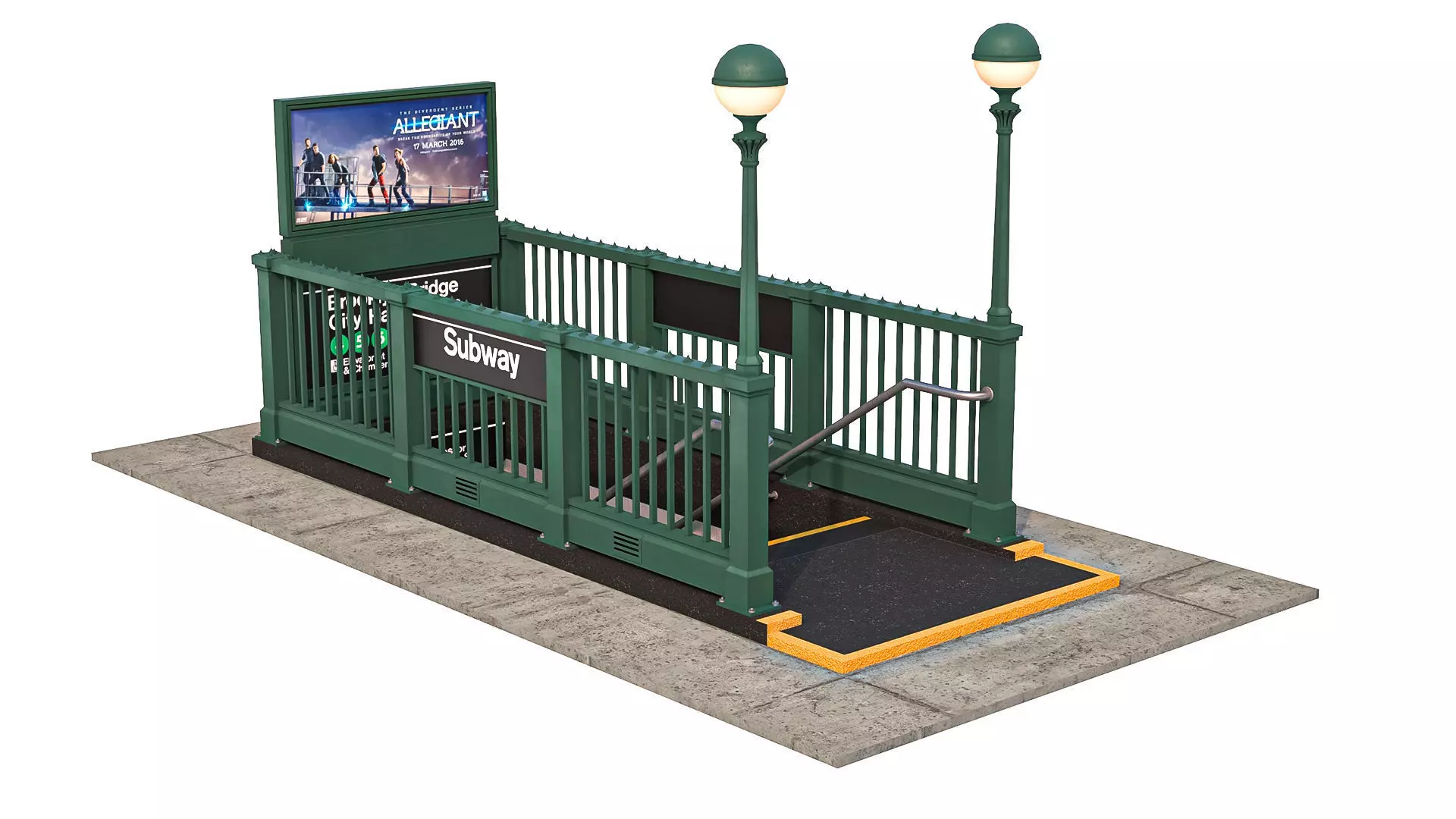 NYC Subway Entrance PBR 01 Low-poly 3D model_0