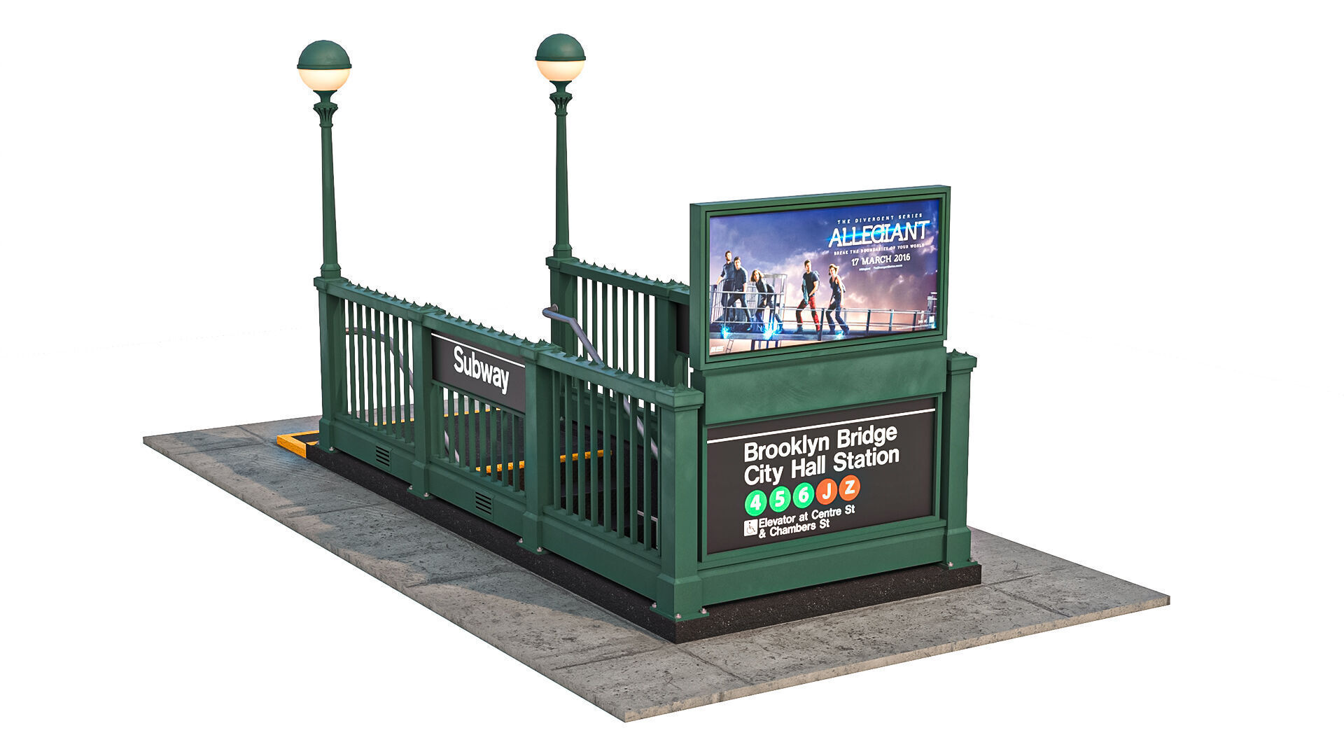 NYC Subway Entrance PBR 01 Low-poly 3D model_12