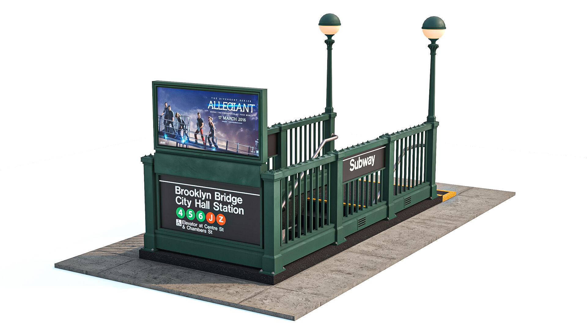 NYC Subway Entrance PBR 01 Low-poly 3D model_13