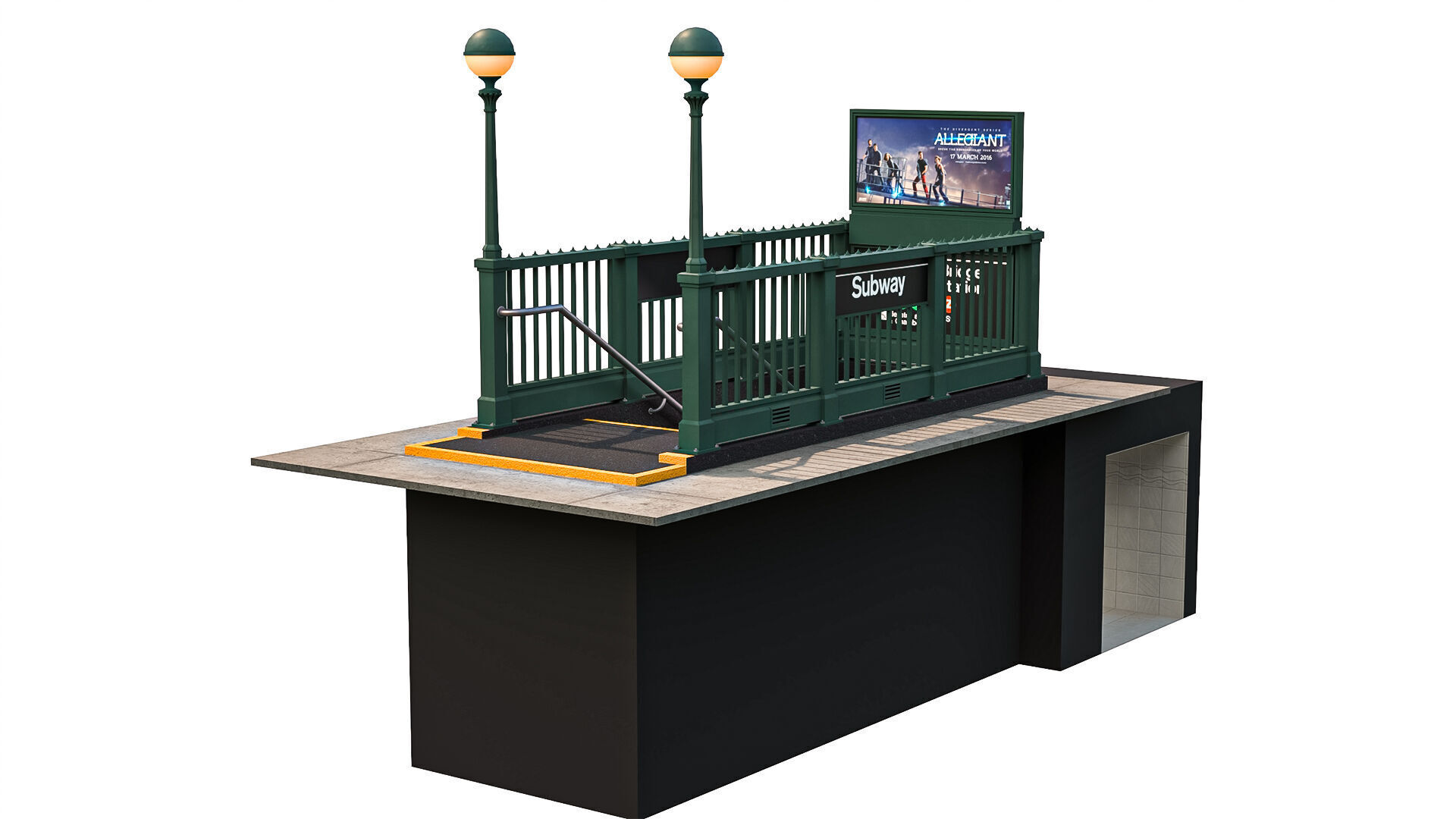 NYC Subway Entrance PBR 01 Low-poly 3D model_15
