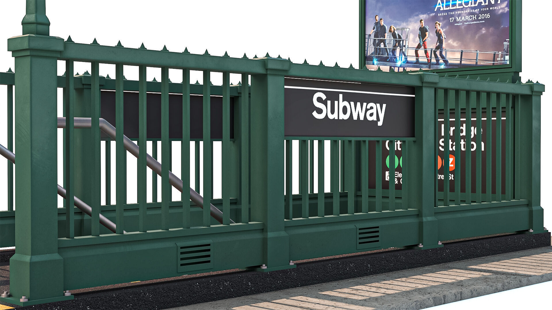 NYC Subway Entrance PBR 01 Low-poly 3D model_5