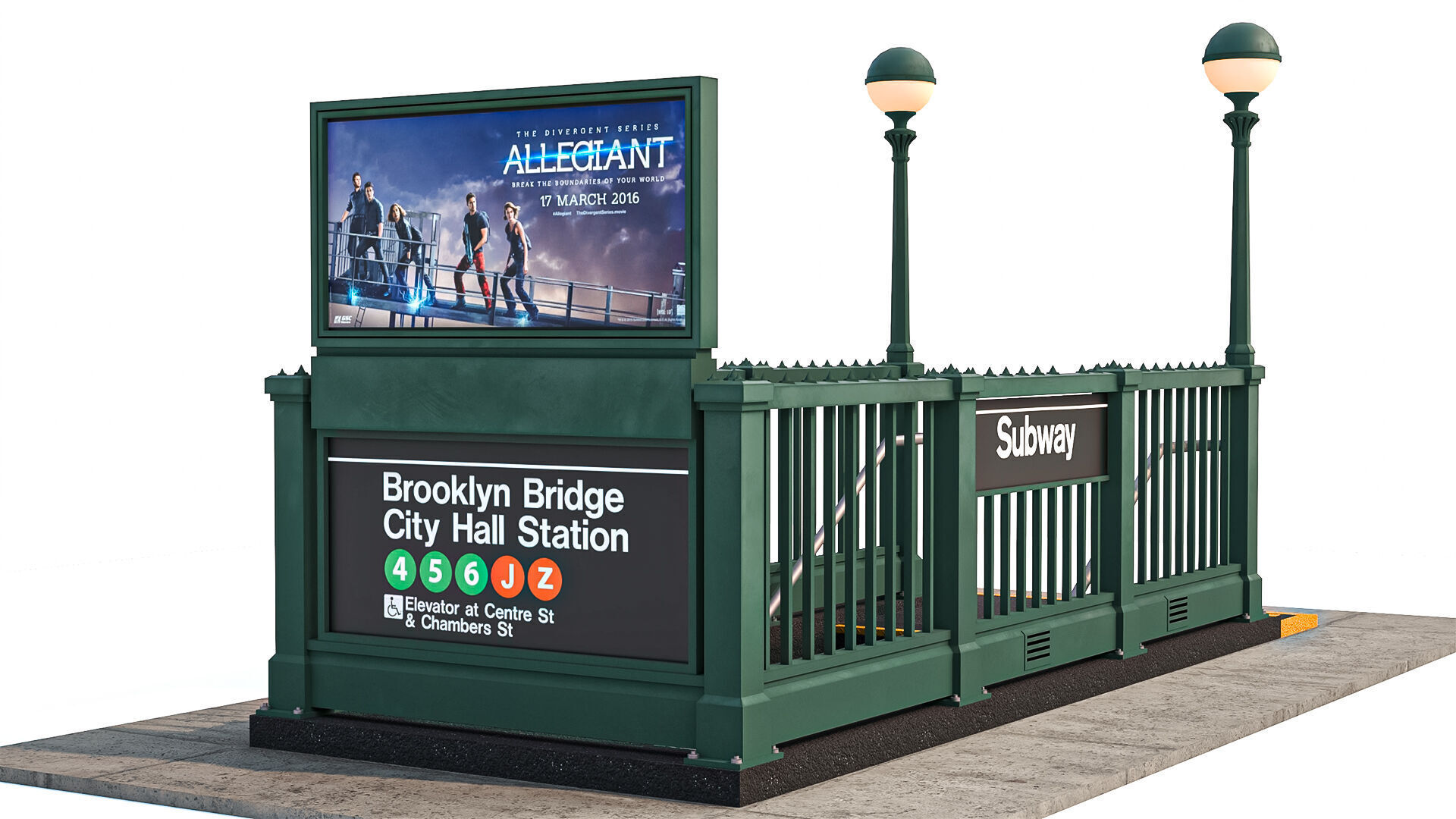 NYC Subway Entrance PBR 01 Low-poly 3D model_14