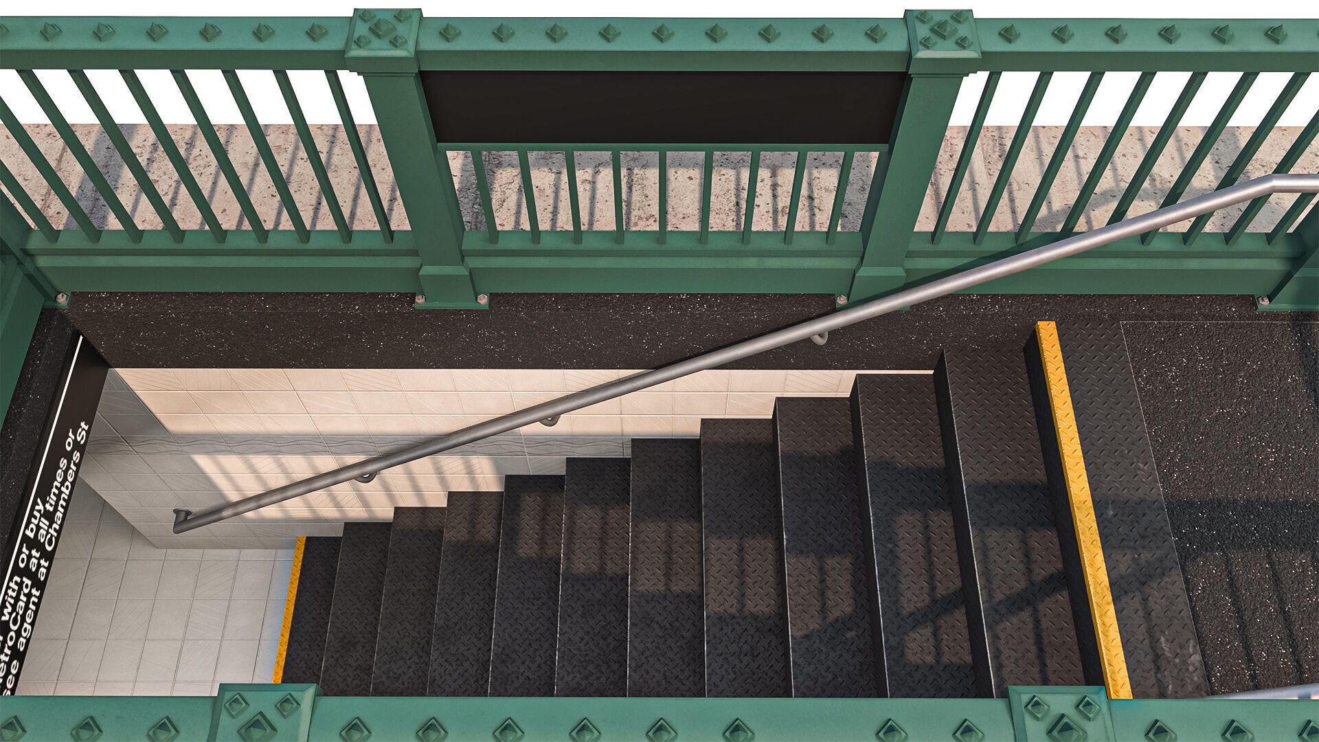 NYC Subway Entrance PBR 01 Low-poly 3D model_8