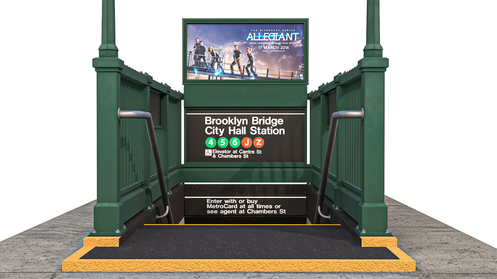 NYC Subway Entrance PBR 01 Low-poly 3D model_6
