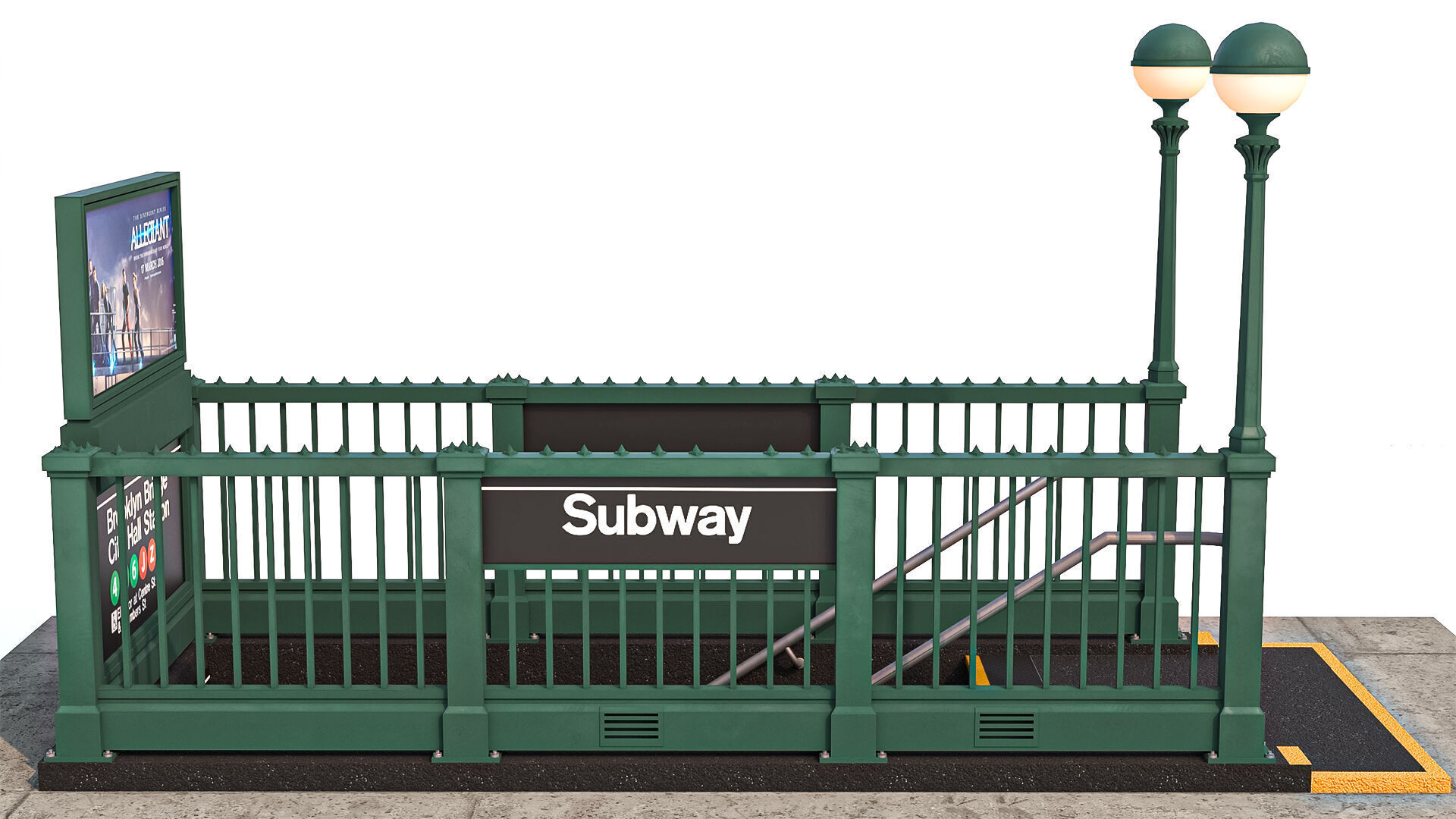 NYC Subway Entrance PBR 01 Low-poly 3D model_1