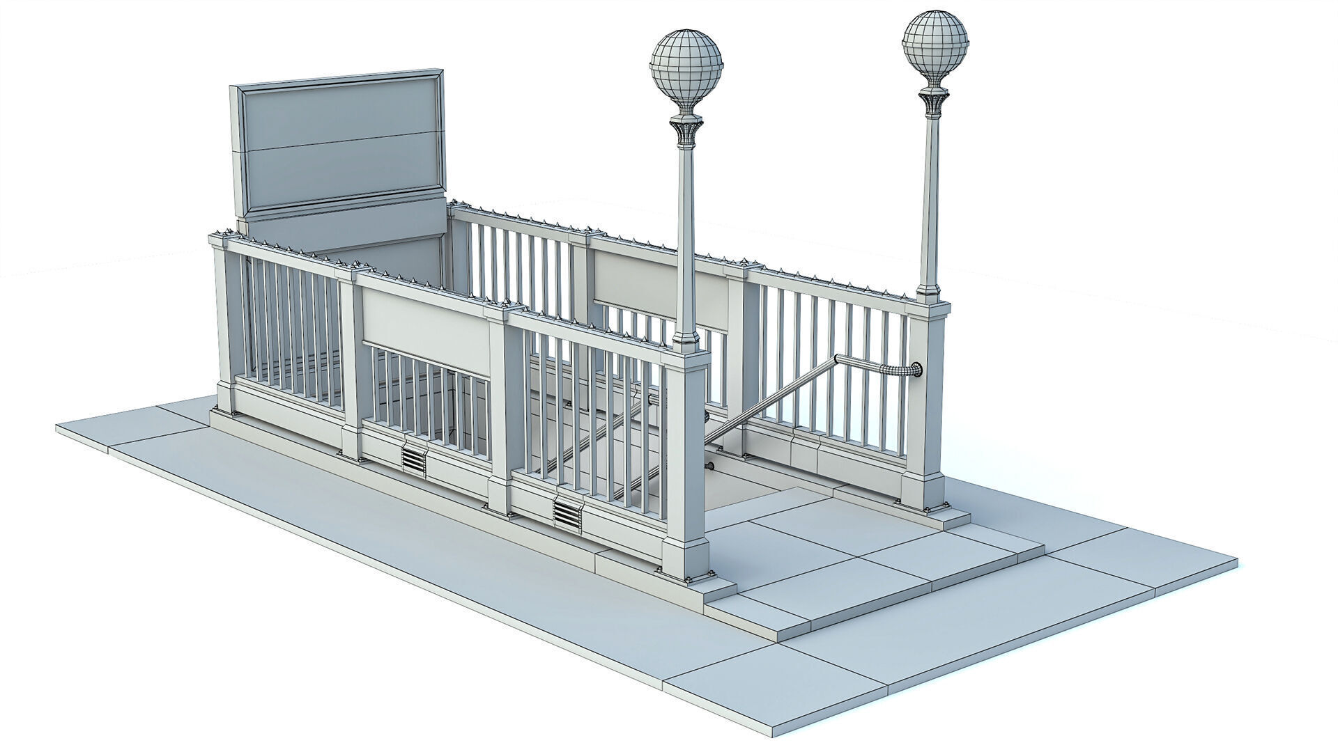 NYC Subway Entrance PBR 01 Low-poly 3D model_16