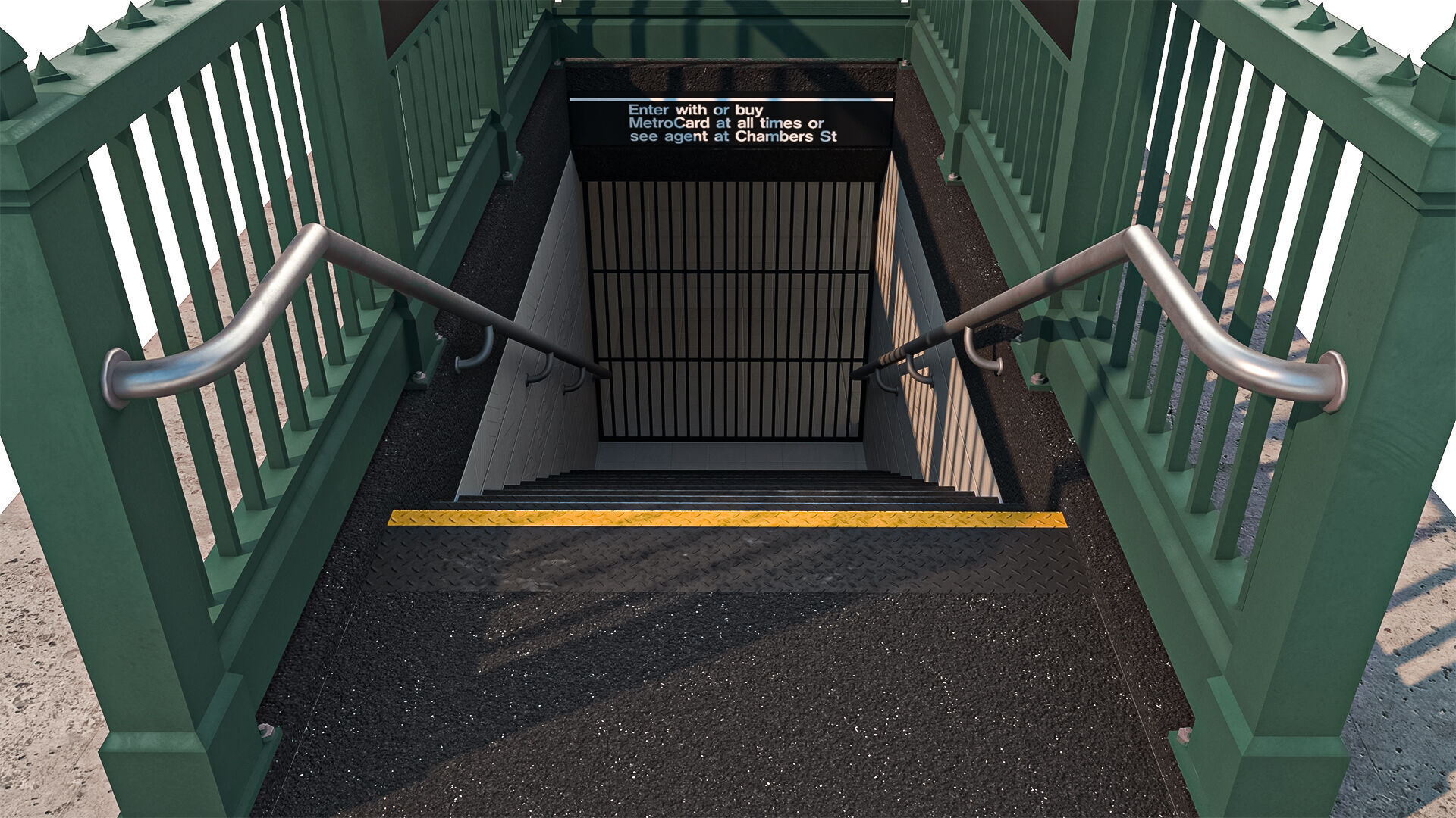 NYC Subway Entrance PBR 01 Low-poly 3D model_7