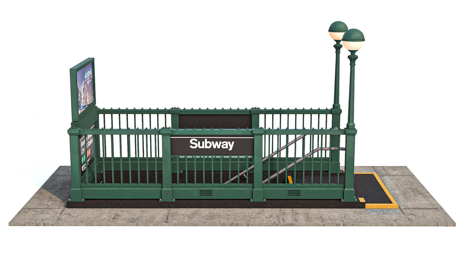 NYC Subway Entrance PBR 01 Low-poly 3D model_11