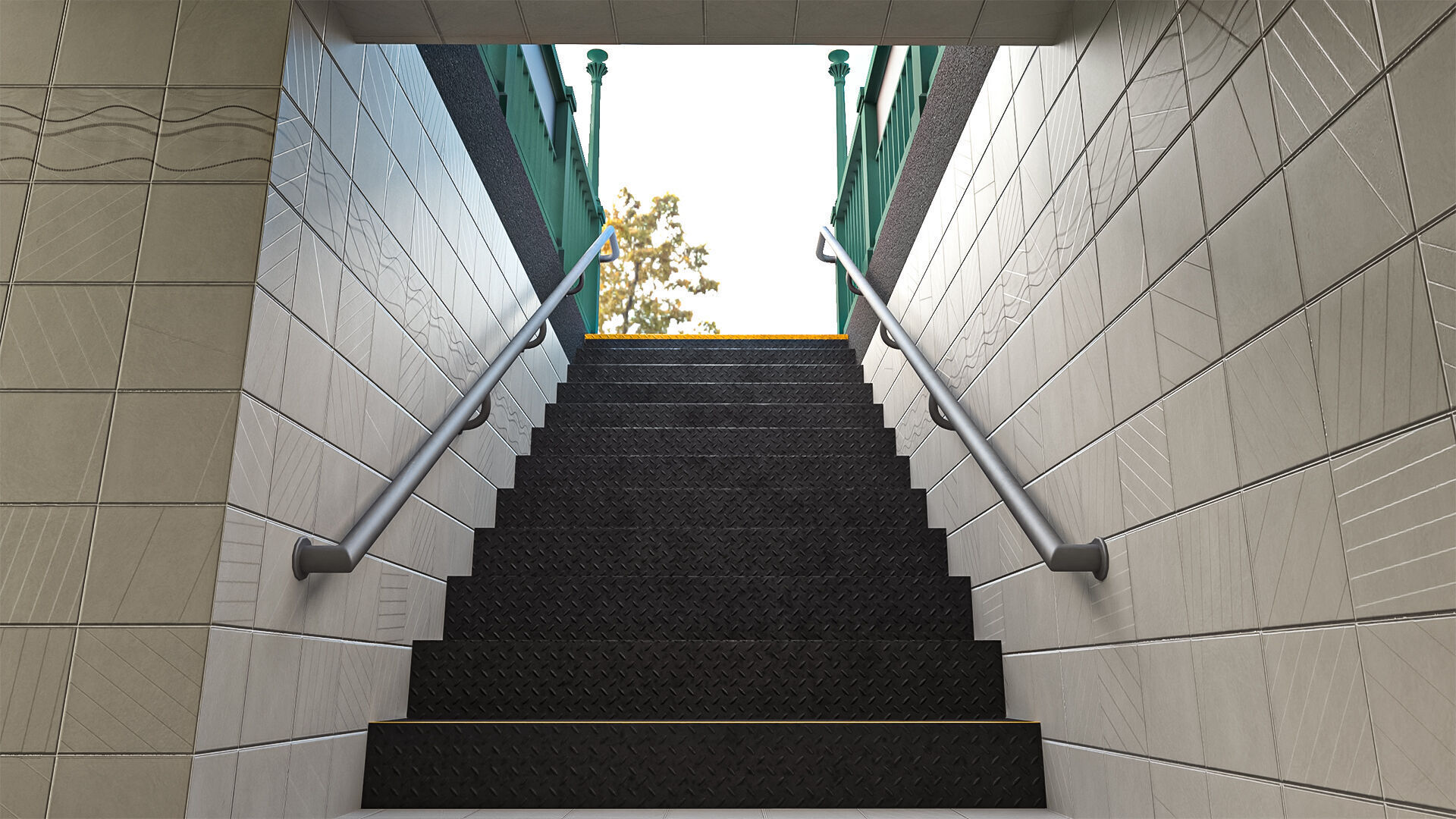 NYC Subway Entrance PBR 01 Low-poly 3D model_9