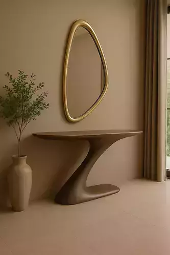 Sculptural Console Table with Mirror - 3D Model