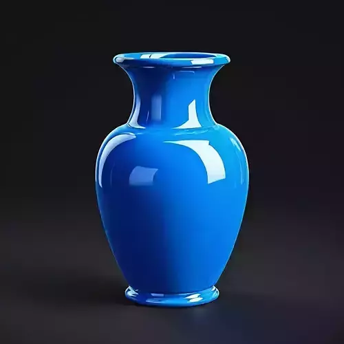Glossy Blue Ceramic Vase 3D Model