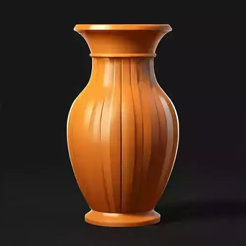 Modern Ribbed Orange Vase 3D Model