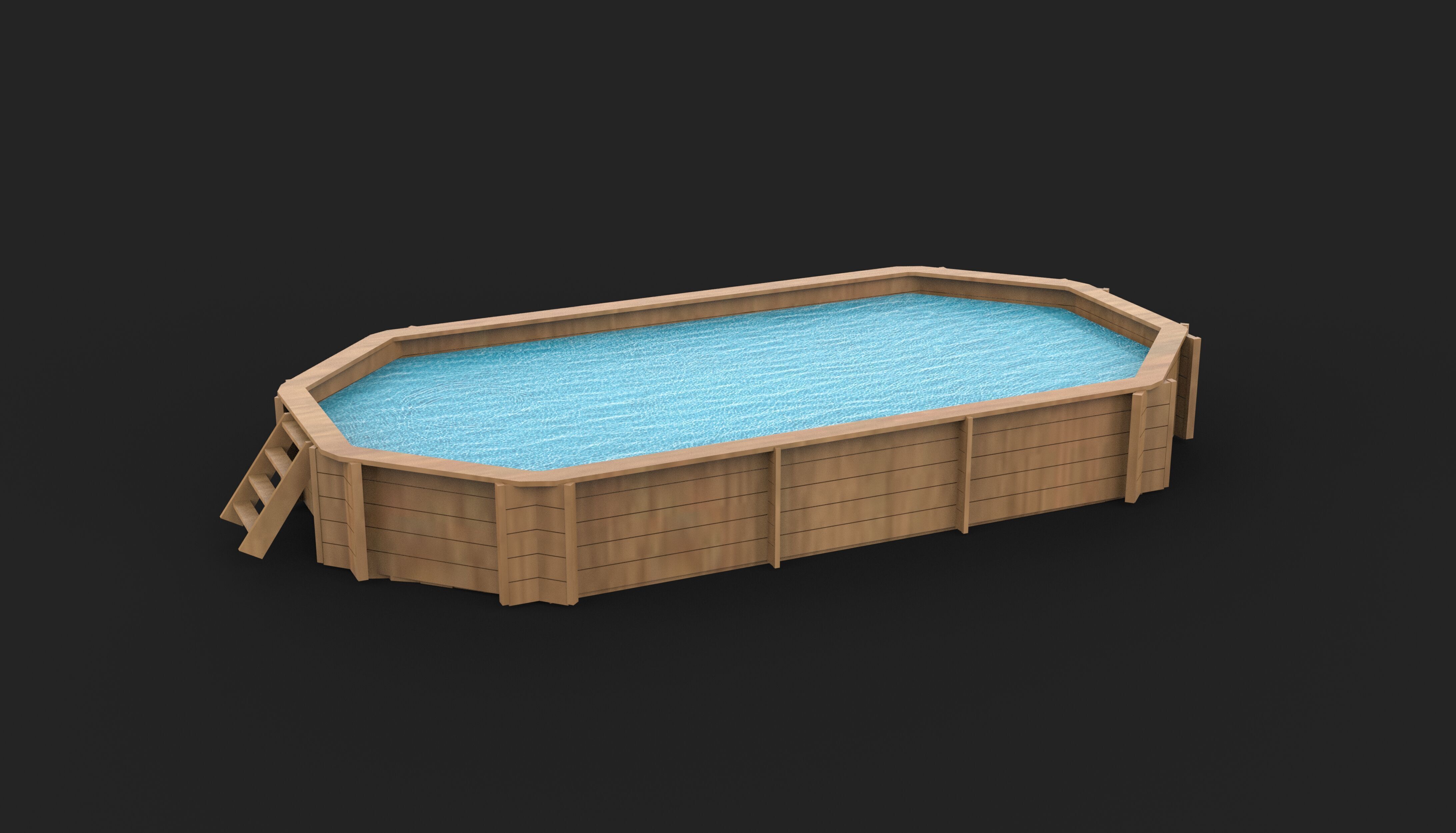 Wooden swimming pool 3D model_10