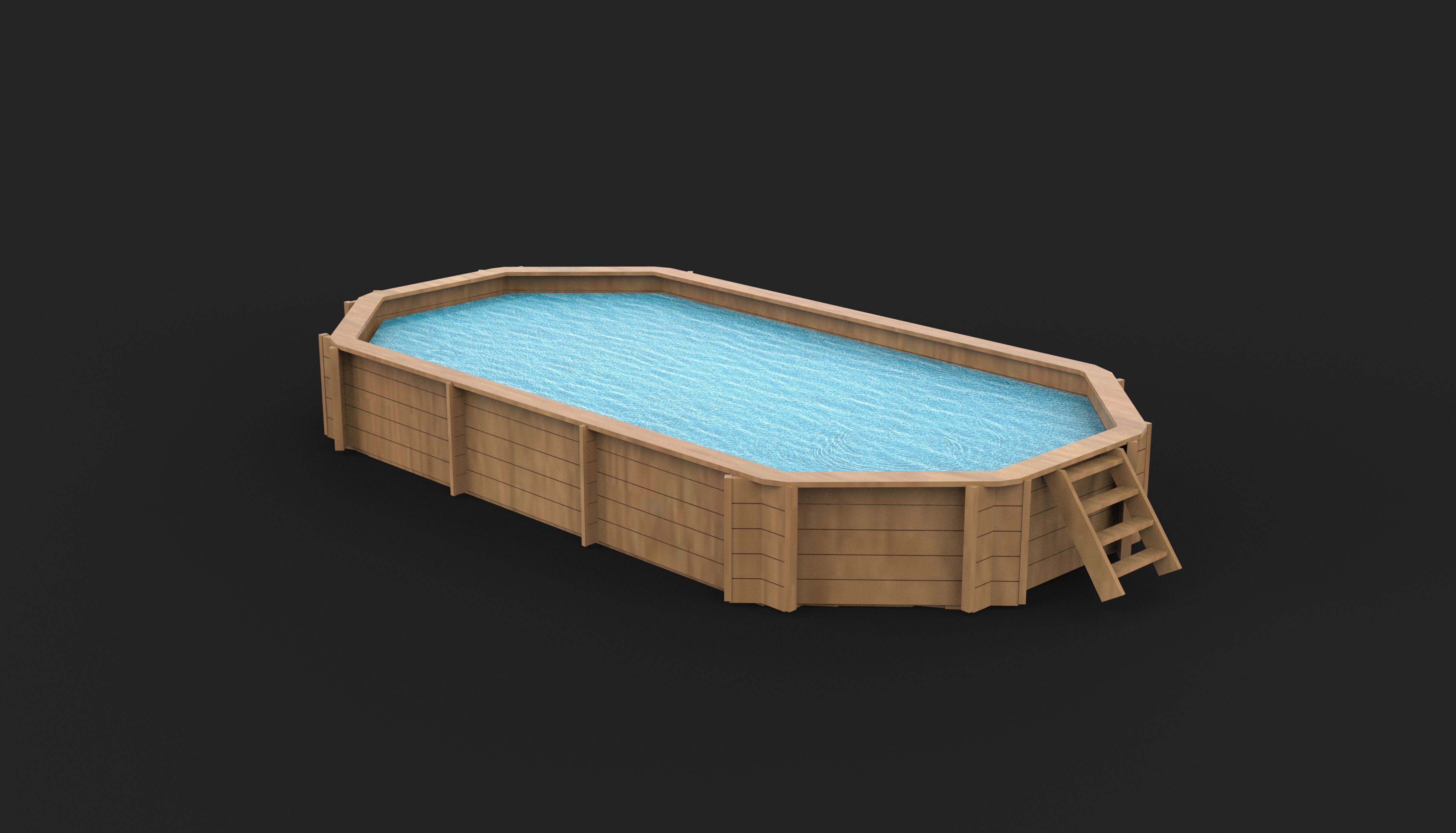 Wooden swimming pool 3D model_8