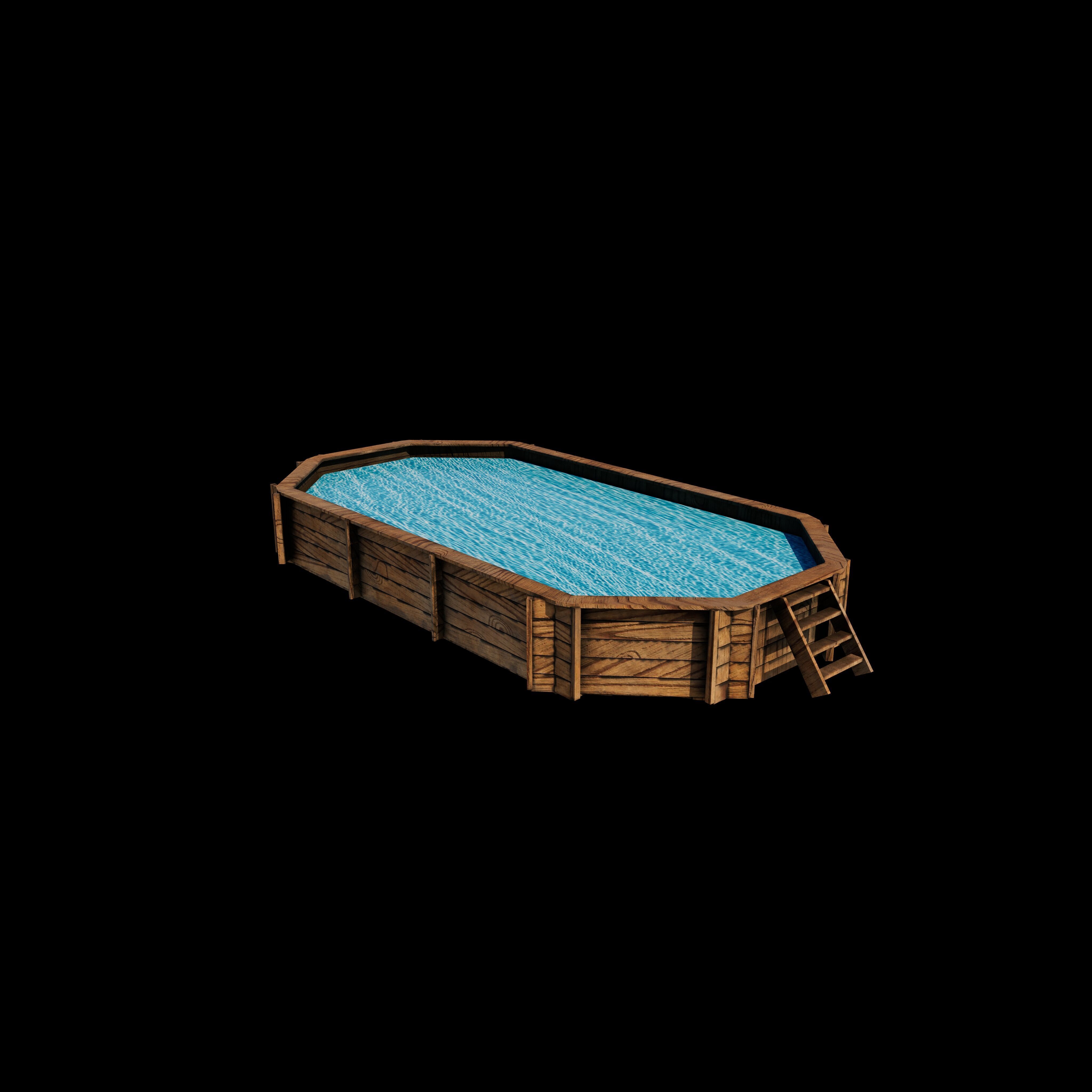 Wooden swimming pool 3D model_2