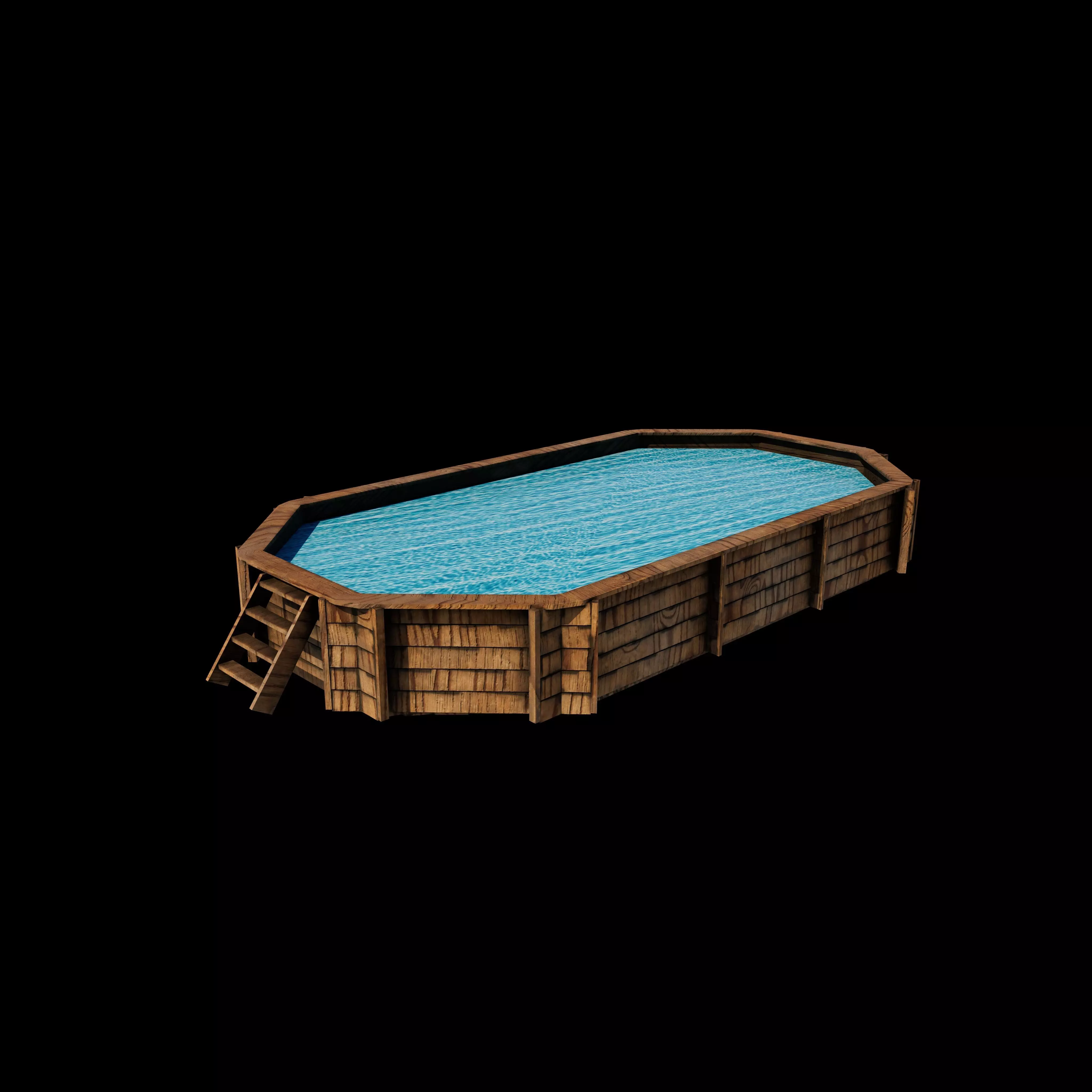 Wooden swimming pool 3D model_0