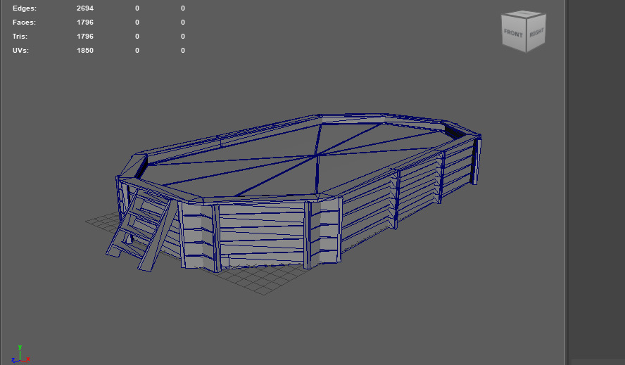 Wooden swimming pool 3D model_13