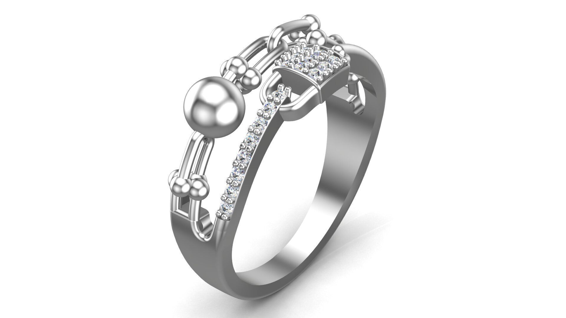 Links and Lock Gold Fashion Ring 3D print model_4