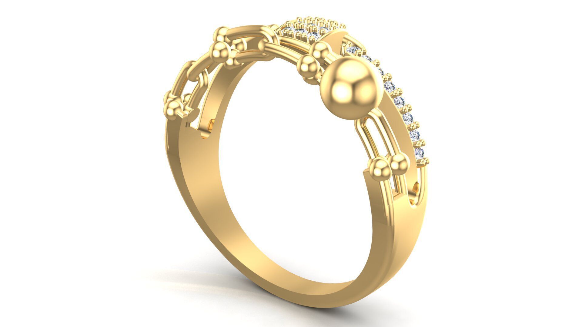 Links and Lock Gold Fashion Ring 3D print model_7