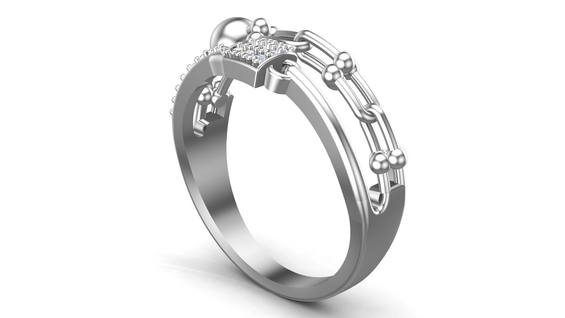 Links and Lock Gold Fashion Ring 3D print model_10