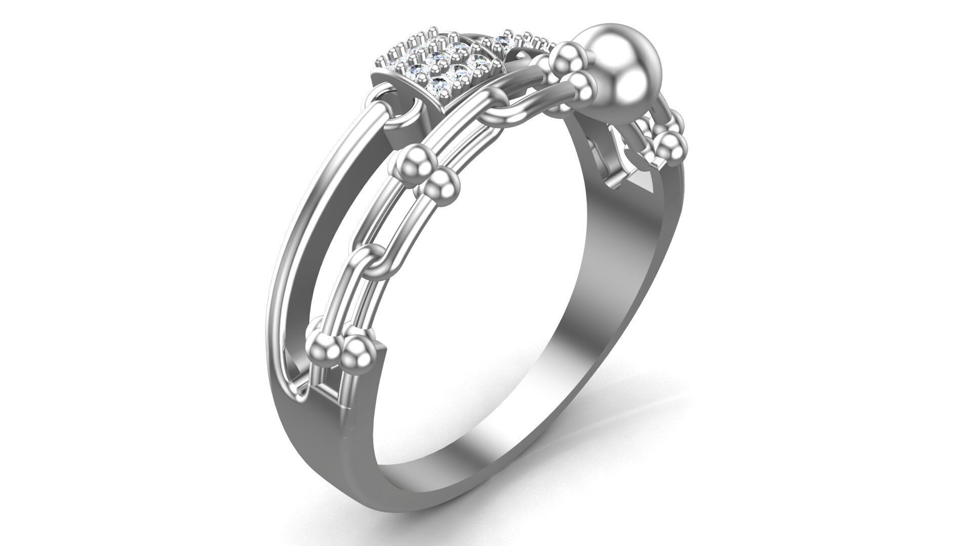 Links and Lock Gold Fashion Ring 3D print model_8
