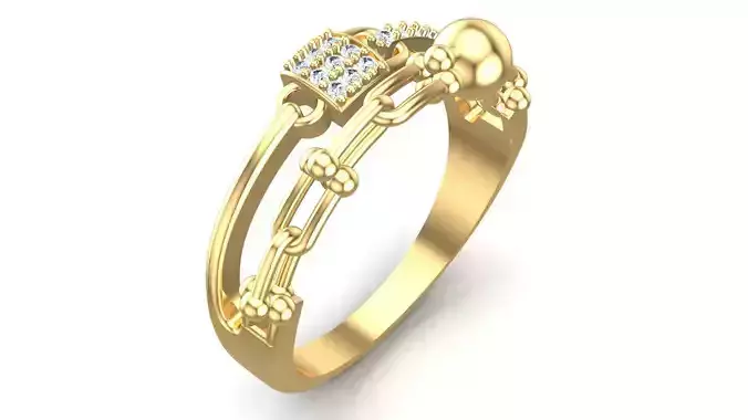 Links and Lock Gold Fashion Ring 3D print model Links and Lock Gold Fashion Ring 3D print model