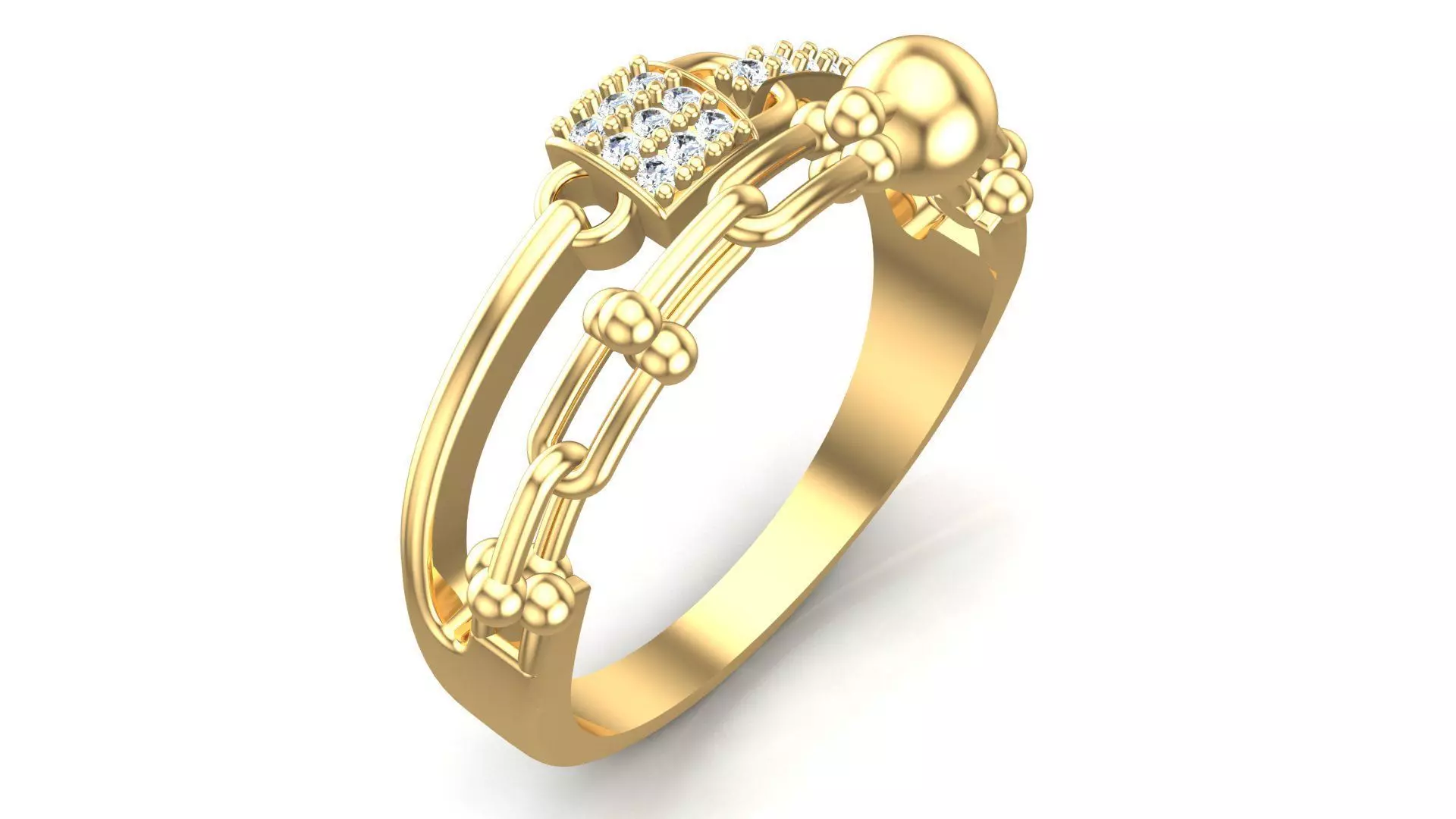 Links and Lock Gold Fashion Ring 3D print model_0