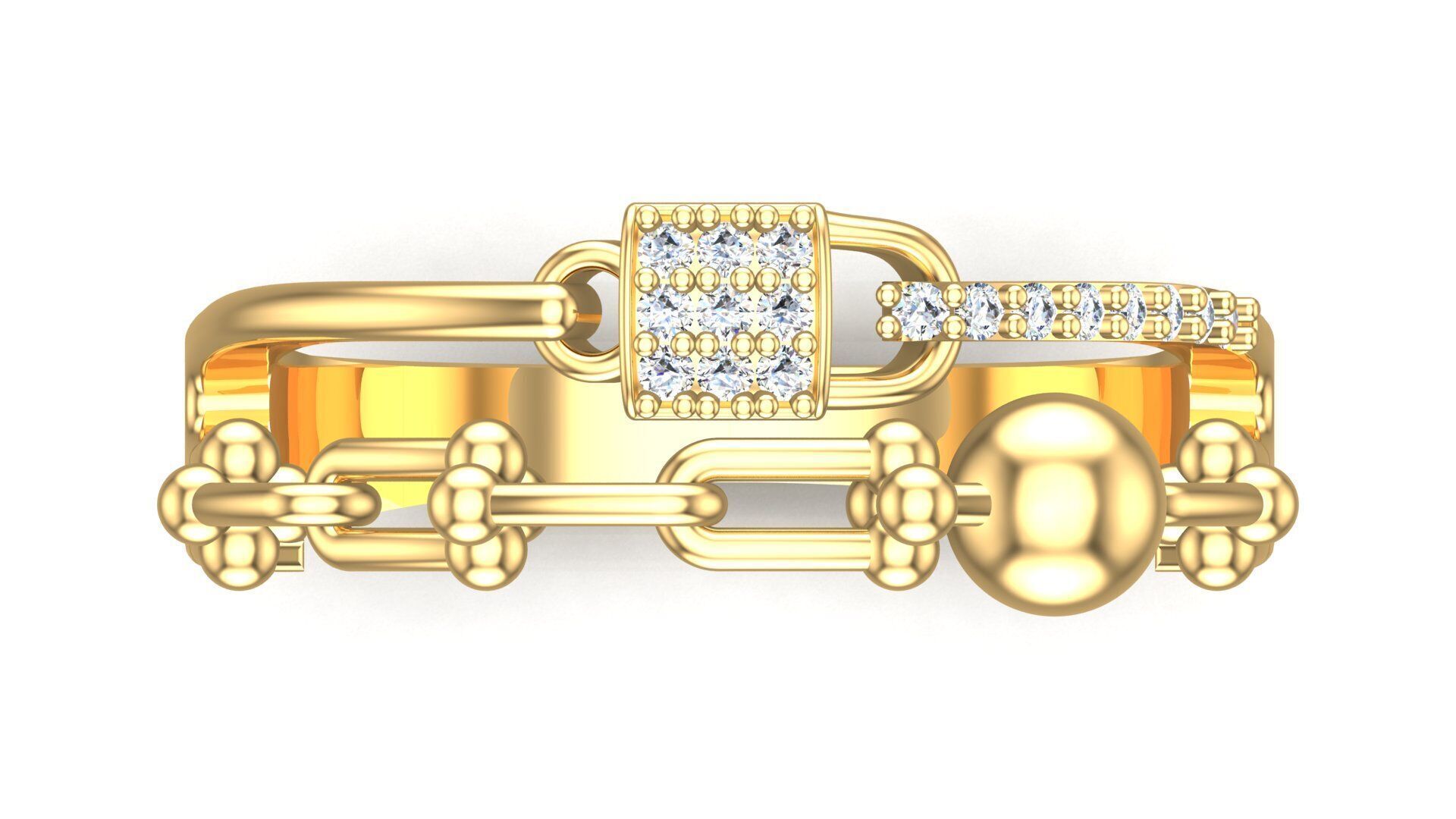 Links and Lock Gold Fashion Ring 3D print model_5