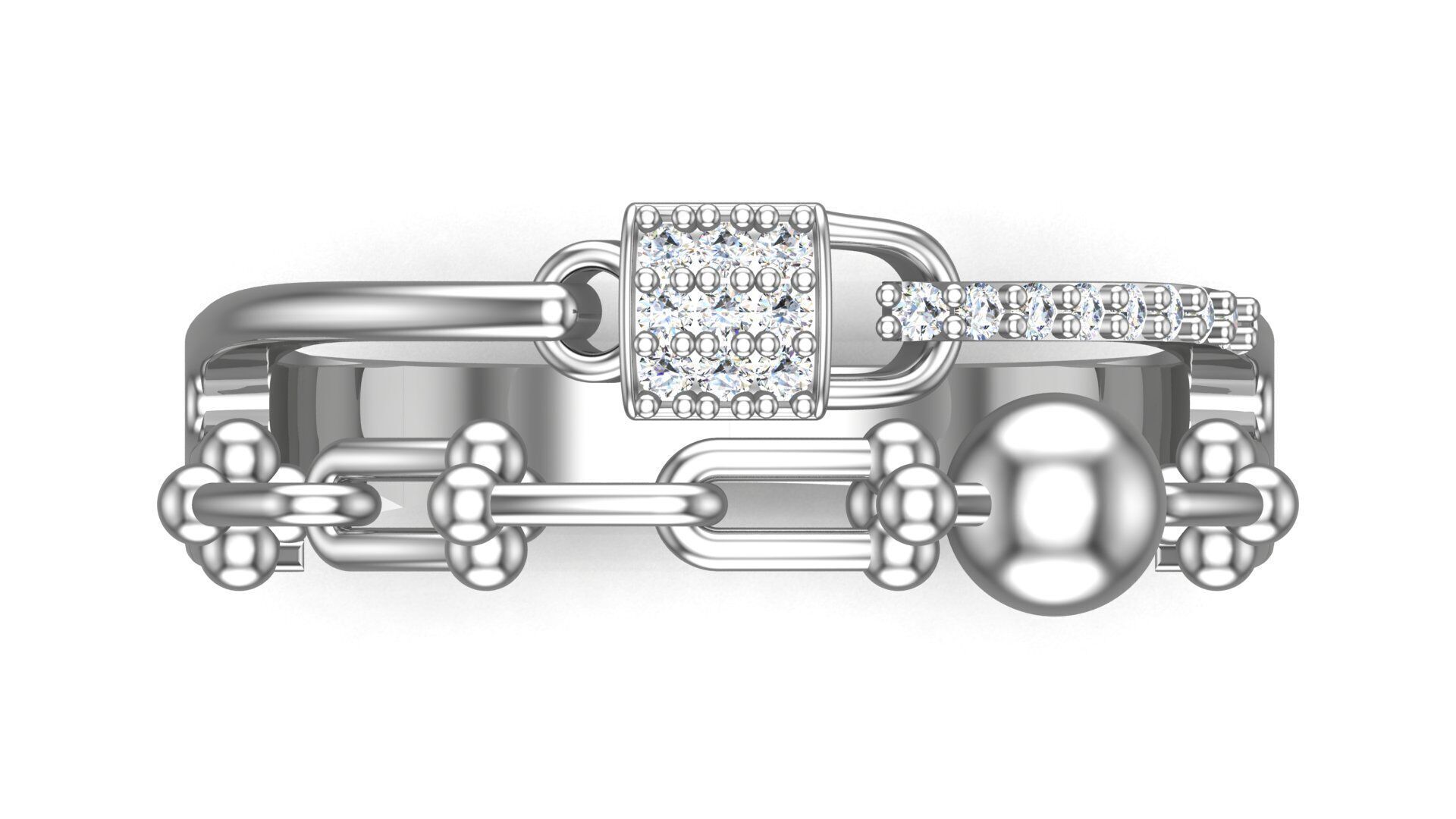 Links and Lock Gold Fashion Ring 3D print model_6