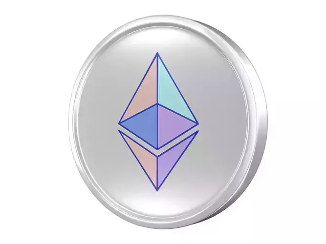 Ethereum ETH Color Coin Low-poly 3D model