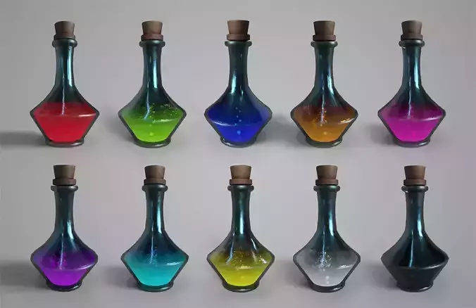 Fantasy Potion Bundle 3D Game Asset Pack PBR Game Ready