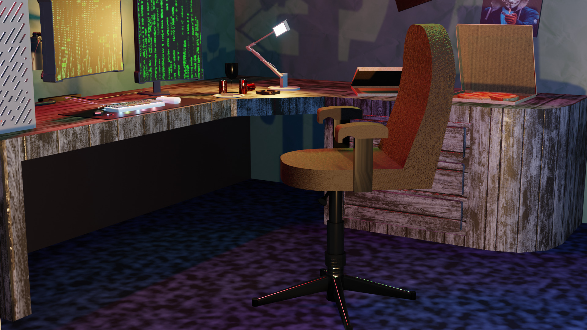 cyber punk room 3D model Low-poly 3D model_9