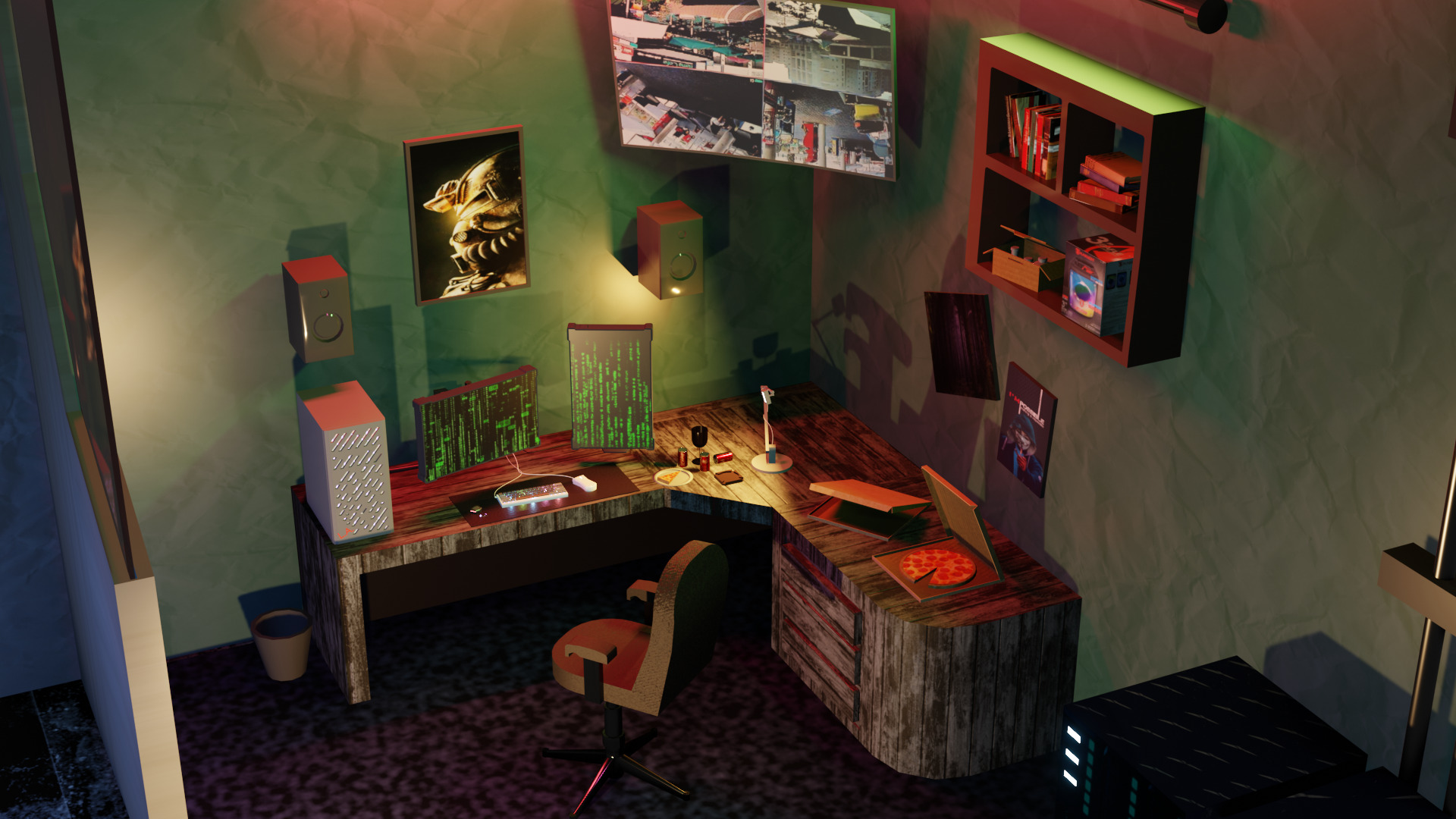 cyber punk room 3D model Low-poly 3D model_2