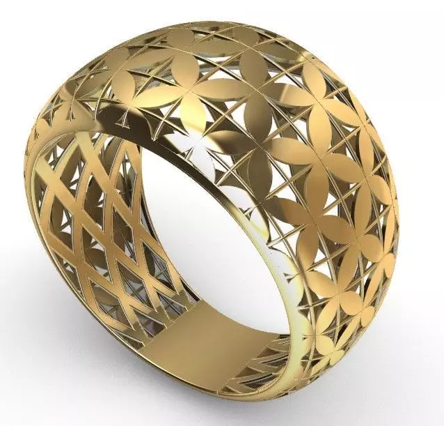 Geometric Flower of Life Ring Modern 3D Printable Jewelry Free 3D print model