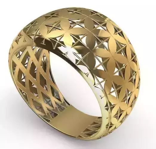 Geometric Flower of Life Ring   Modern 3D Printable Jewelry 
