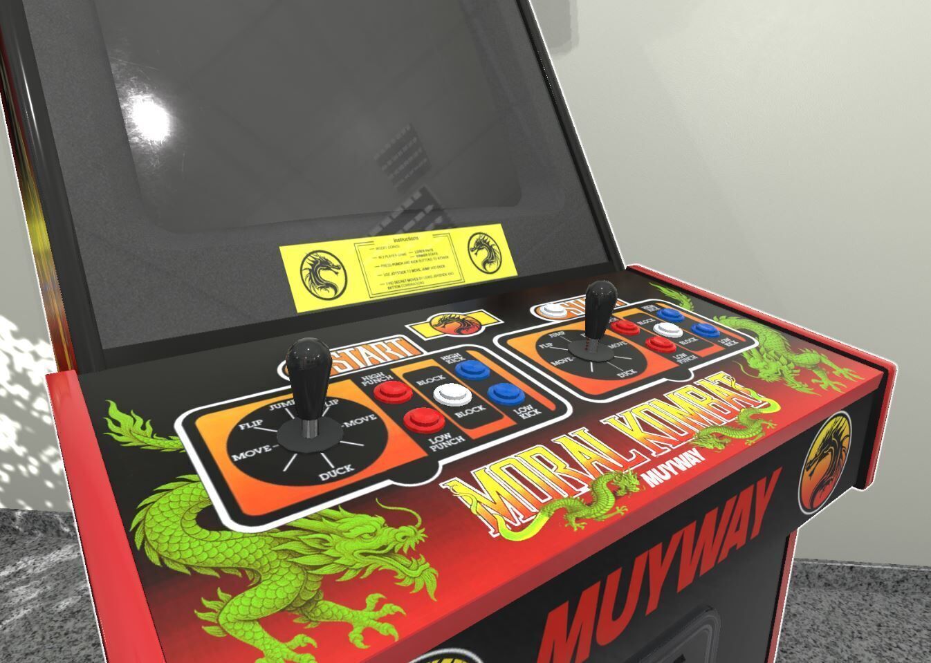 90s 2 Player Arcade Machine Low-poly 3D model_3