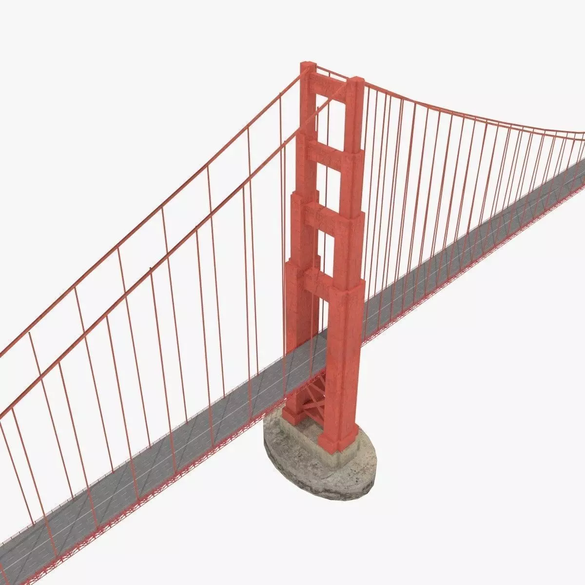 Golden gate bridge for game Low-poly 3D model