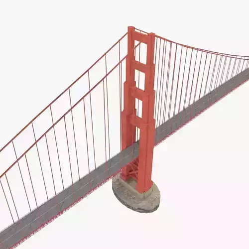 Golden gate bridge for game Low-poly 3D model