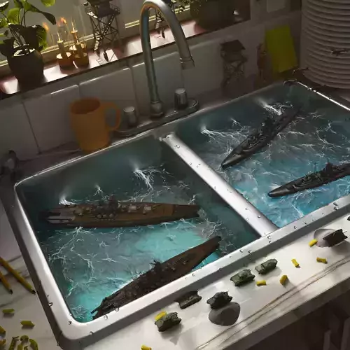 FREE Battleship and Tank War in Sink Model Free 3D model