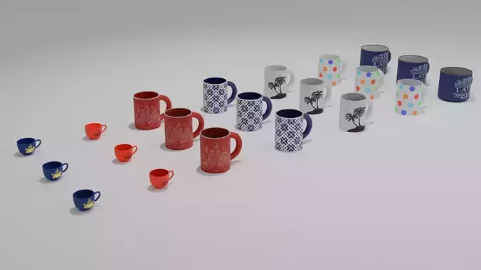Low poly cups