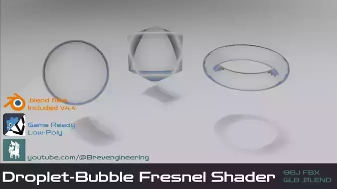 Droplet Bubble Fresnel Shader With Raindrop Cube Sphere Torus