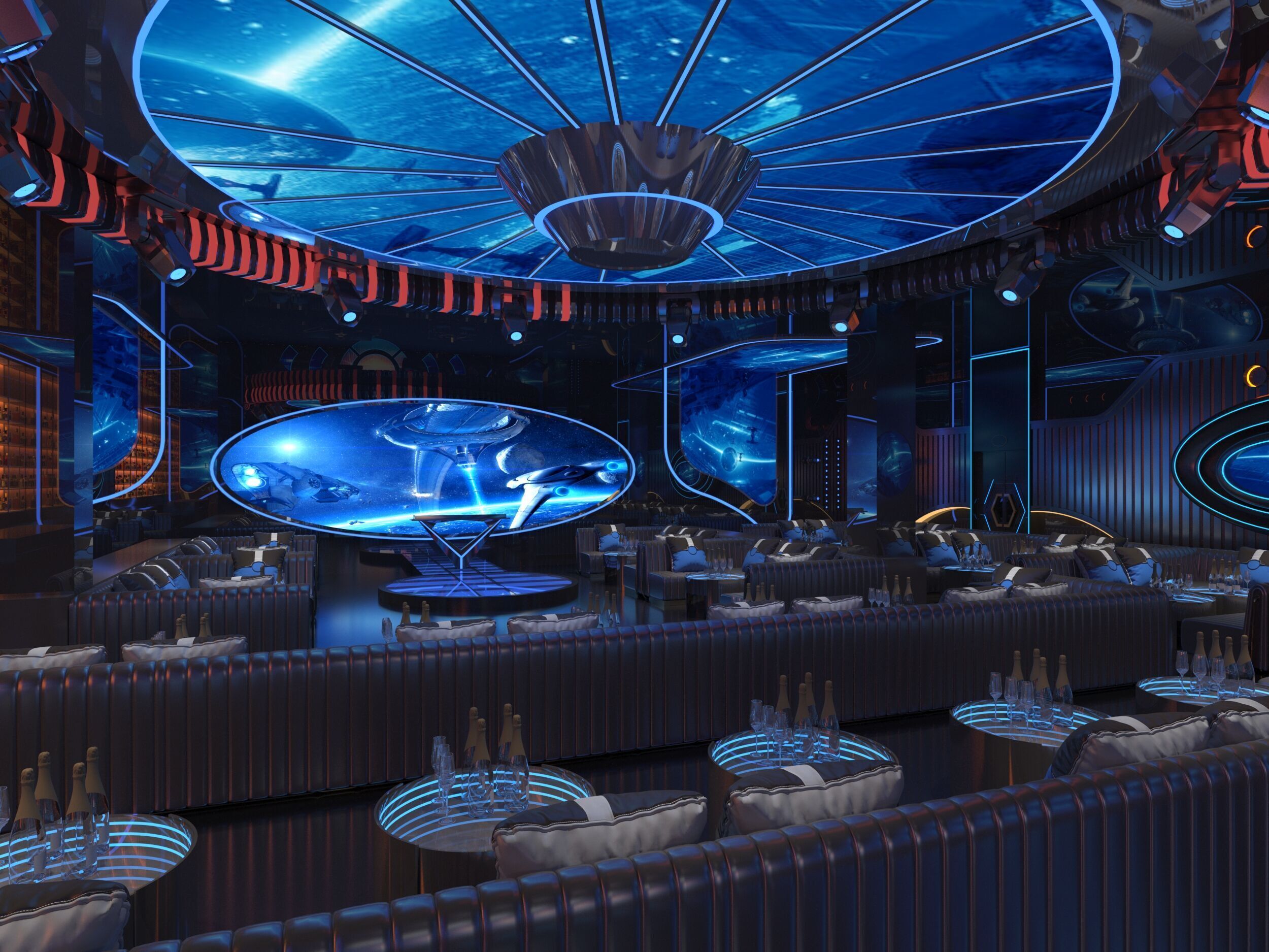 nightclub interior of with neon lights 3D model_1