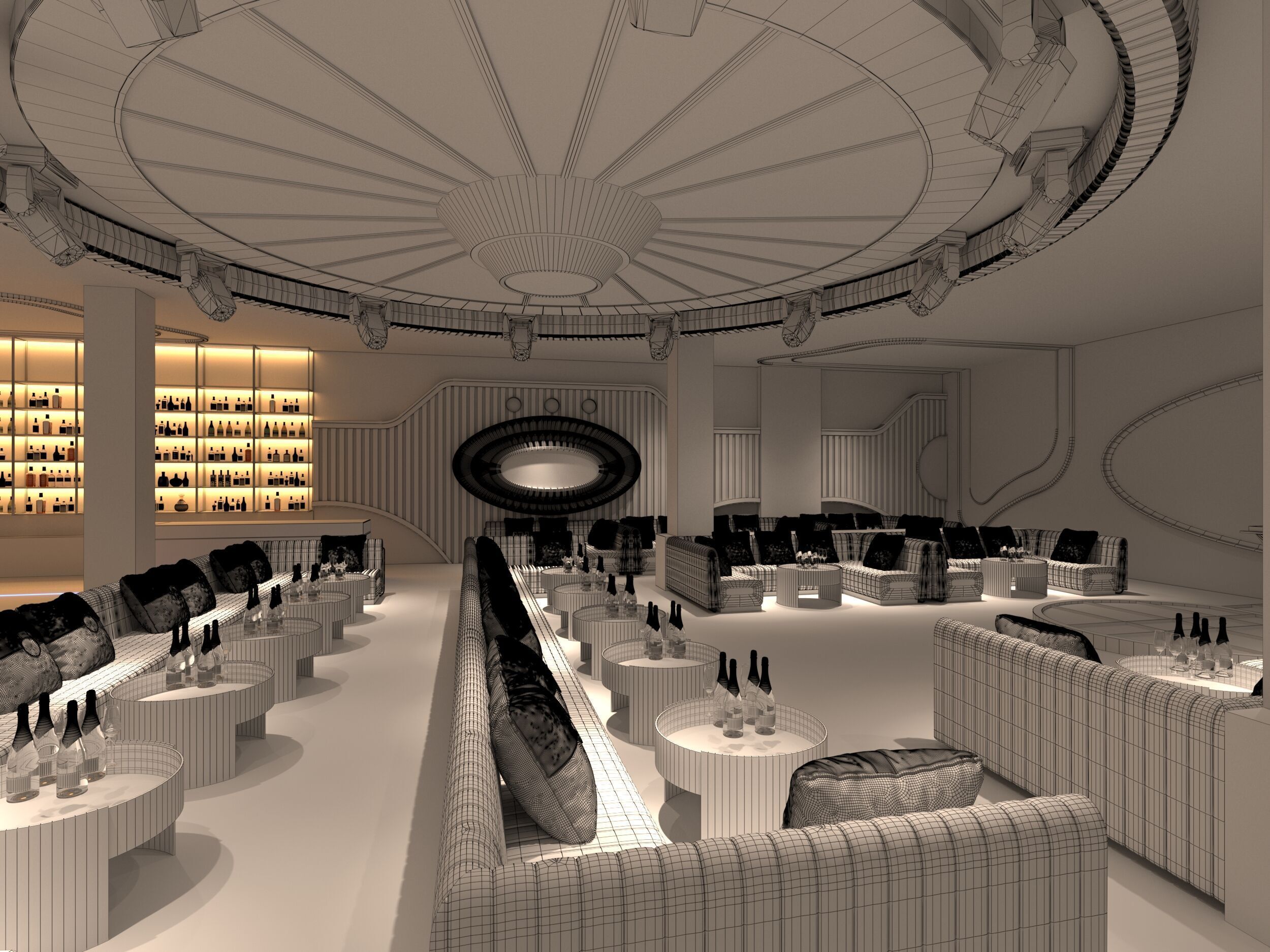 nightclub interior of with neon lights 3D model_3