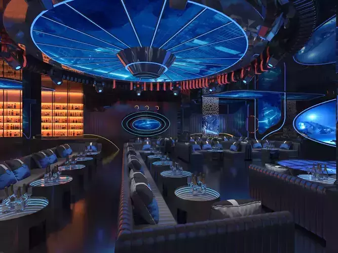 nightclub interior of with neon lights 3D model