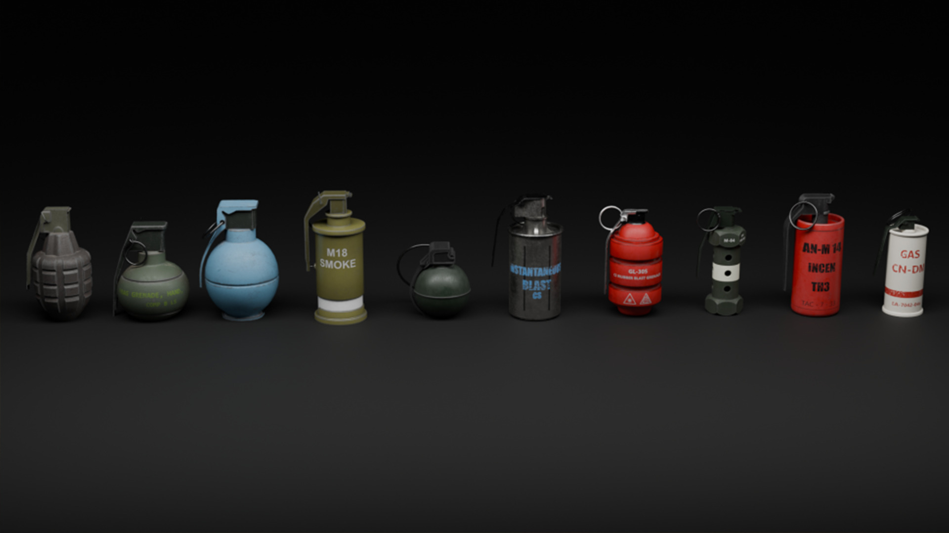 Game Ready Grenade Pack Low-poly 3D model_6